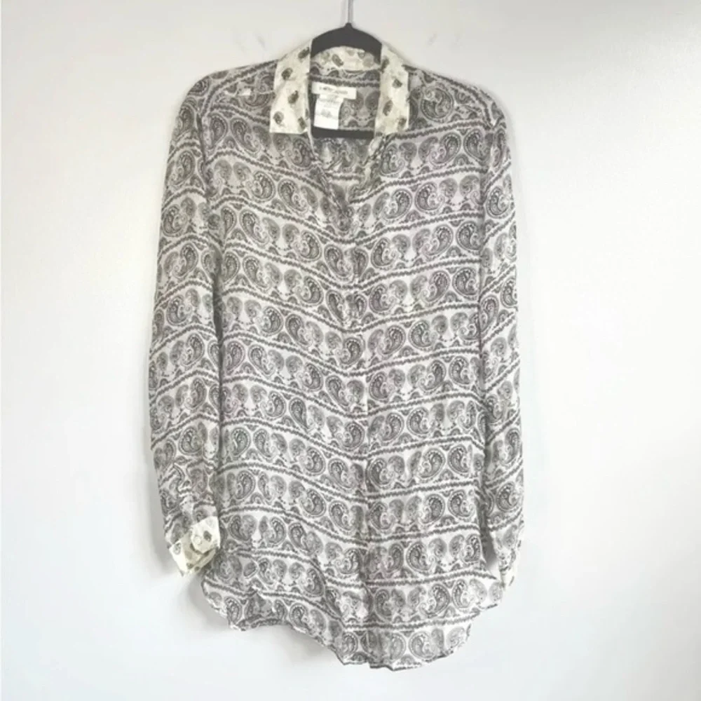 BALMAIN Size 30/44 • Print 100% Silk Button Down Top Blouse.